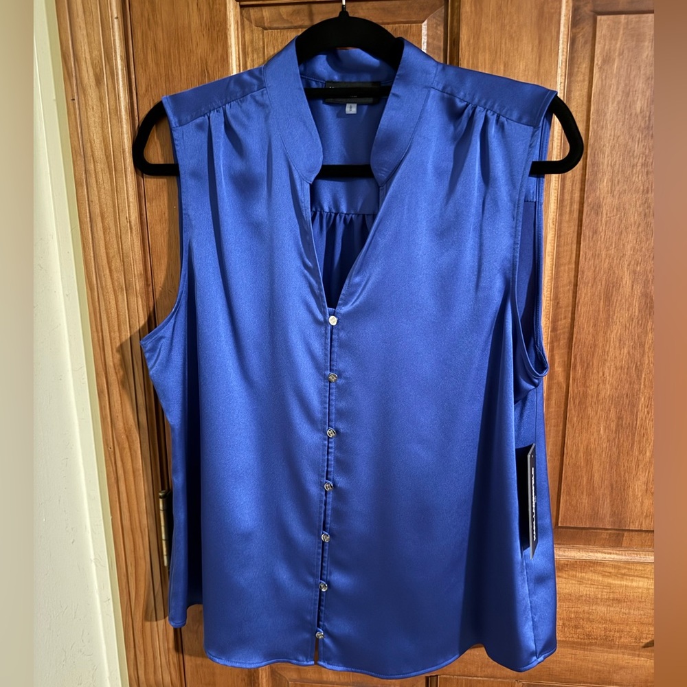 NWT Karl Lagerfeld Royal Blue Satin Blouse